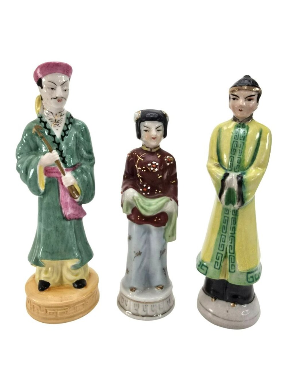 Occupied Japan Figurines Hand-Painted Chinese Porcelain Set Of 3 Men Woman JE268